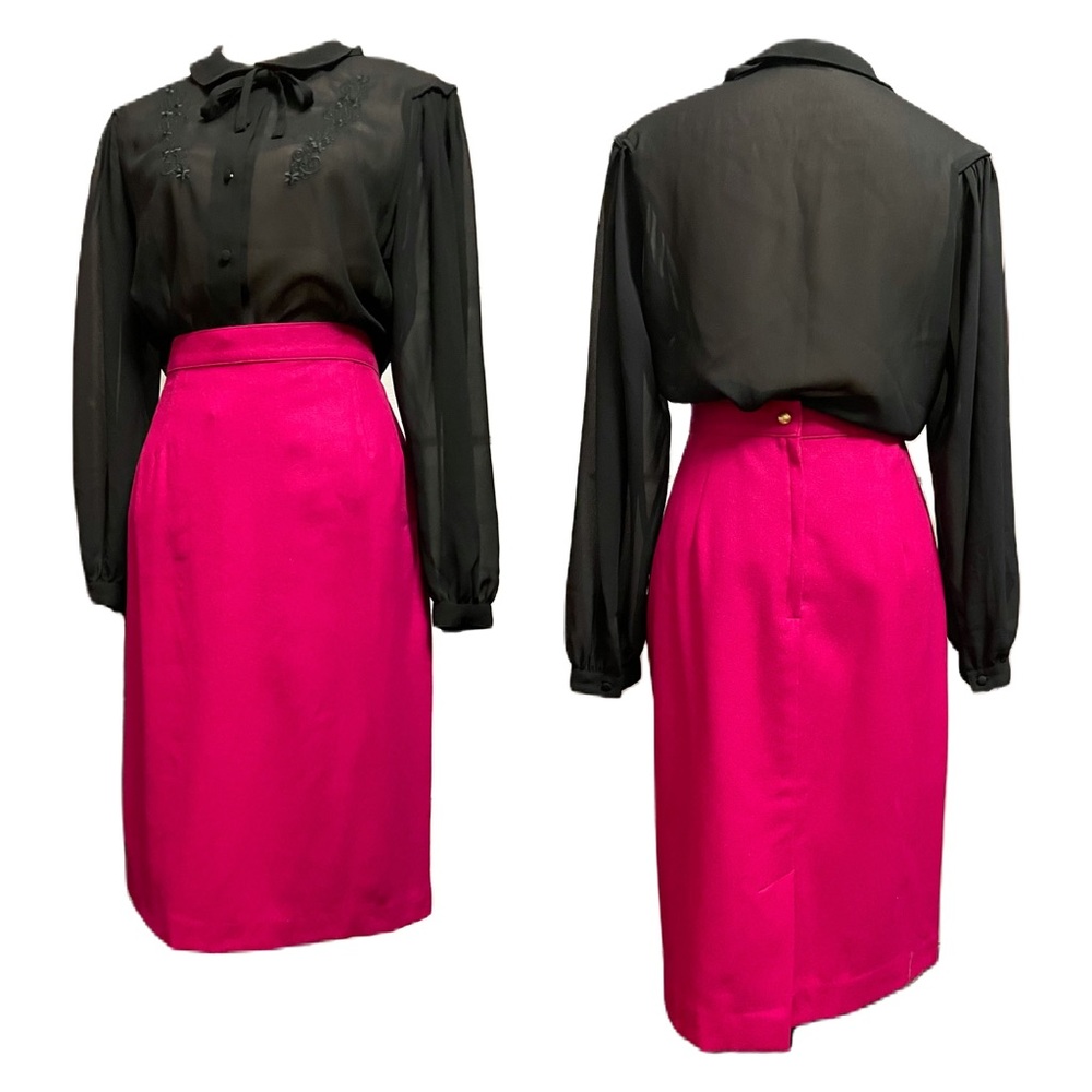 Vintage Block Island Fuchsia Wool Mark Pencil Skirt